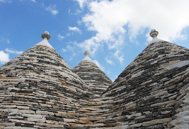 Alberobello Puglia Region South of Italy Trulli di Alberobello Traditional roofs of the Trulli original and old houses of this region UNESCO heritage site