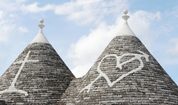 Alberobello Puglia Region South of Italy Trulli di Alberobello Traditional roofs of the Trulli original and old houses of this region UNESCO heritage site