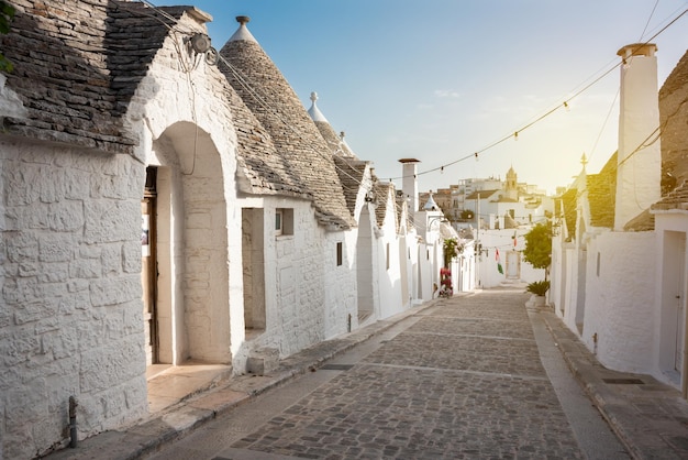 Alberobello town in Italy famous for its hictoric trullo houses