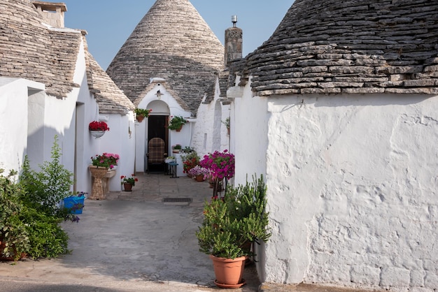 Alberobello town in Italy famous for its hictoric trullo houses