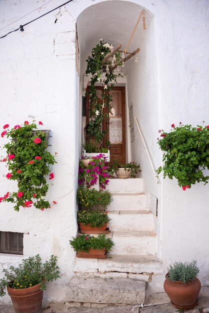 Alberobello town in Italy famous for its traditional trullo houses