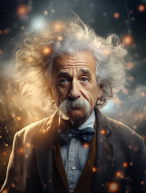 Albert Einstein with Science Cosmic Background