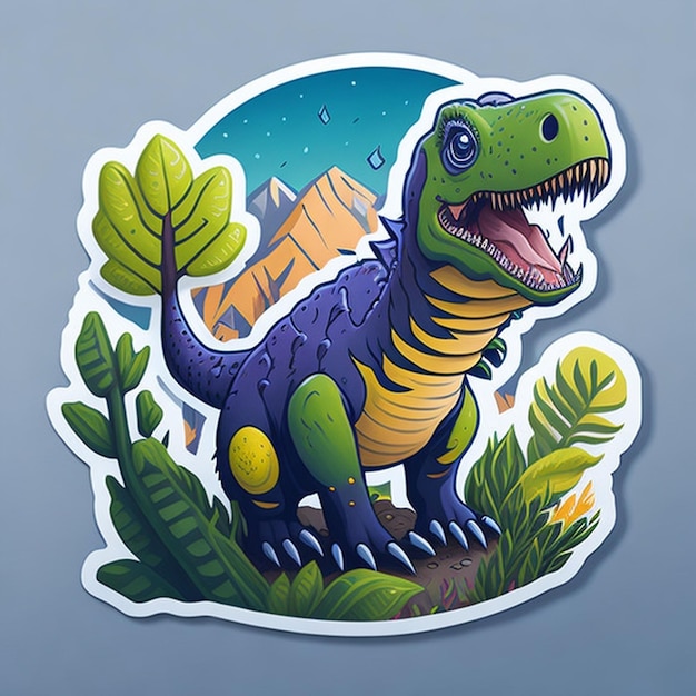 Albertosaurus character themed cut sticker design AI Generated