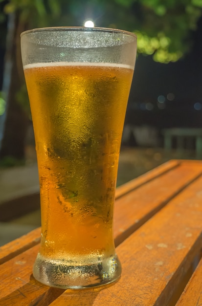 Alcohol beer on wood table