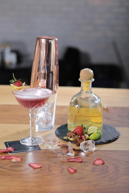 Alcohol cocktail drink on the table in restaurant 