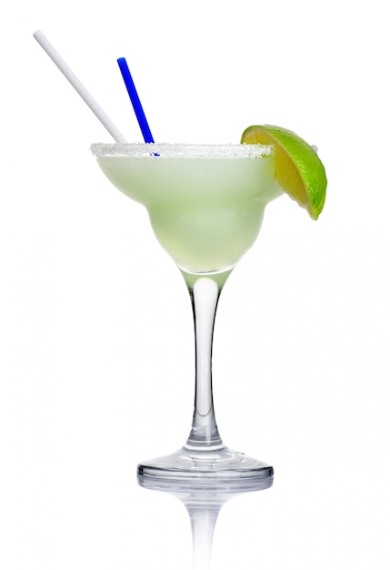 Alcohol cocktail margarita isolated on white