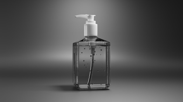 Alcohol Gel or Hand Sanitizer in Clear Bottle for Protect Coronavirus ,covid-19.3D render Illustration