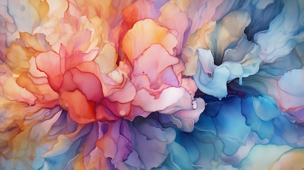 Alcohol ink abstract background fluid painting flower Generative AI