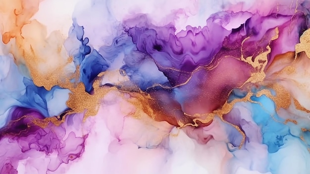 Alcohol ink art mixing liquid paints modern abstract Generative AI