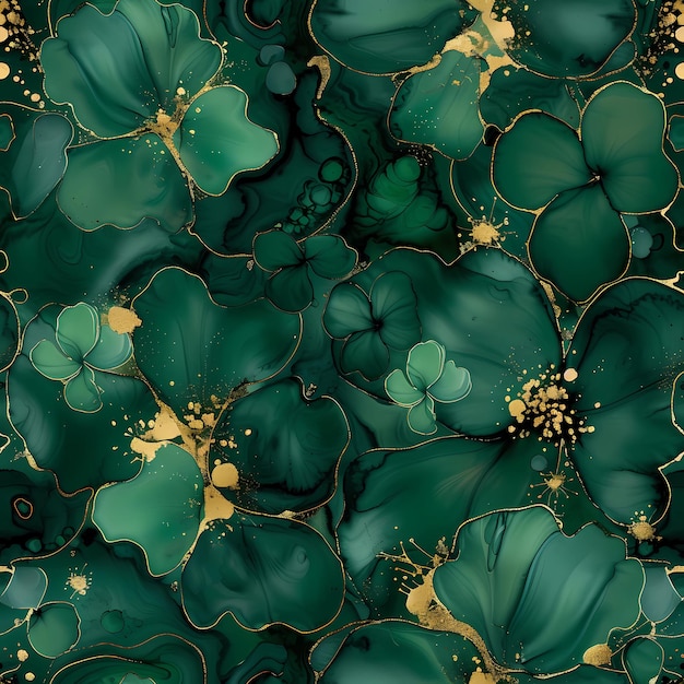 Alcohol Ink Clover Shamrock Background