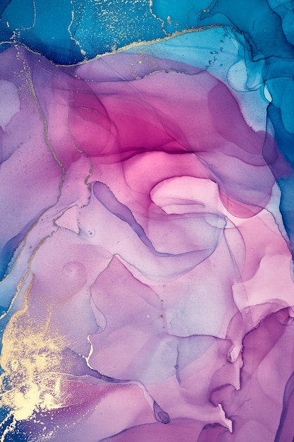 Alcohol ink colors translucent. Abstract multicolored marble texture background. Design wrapping paper, wallpaper. Mixing acrylic paints. Modern fluid art. Alcohol Ink Pattern