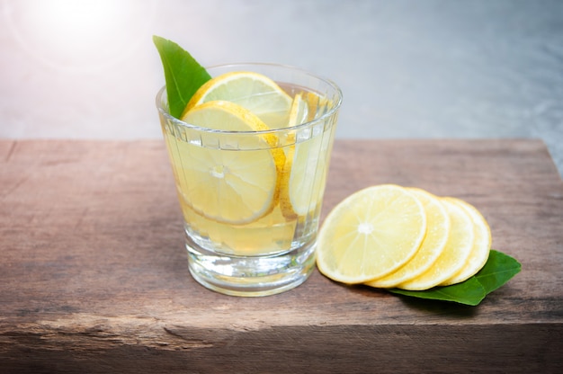 Alcoholic drink of gin tonic cocktail with lemon