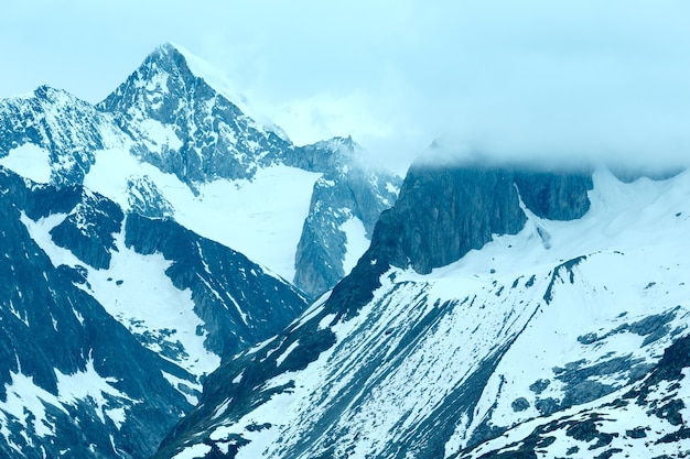 Aletsch Glacier summer cloudy view  (Bettmerhorn, Switzerland)