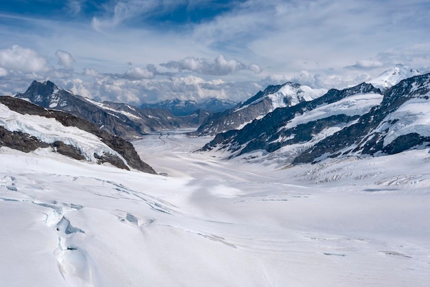 Aletsch Glacier UNESCO World Heritage Site Bernese Oberland Berne Canton Switzerland Europe