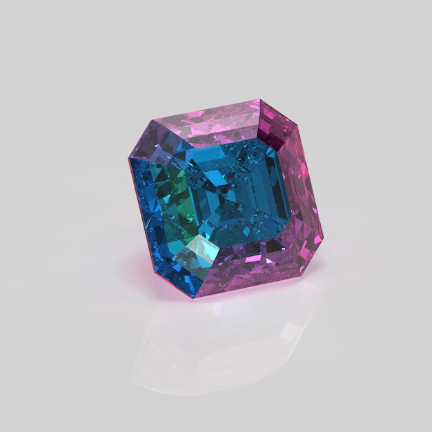 Alexandrite gemstone asscher 3D render