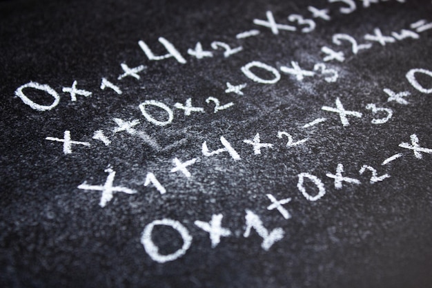 Photo algebra equation on chalk board math concept teaching algebra written equation