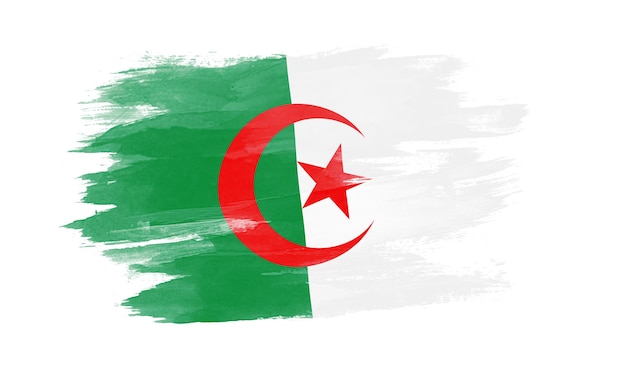 Algeria flag brush stroke, national flag on white background