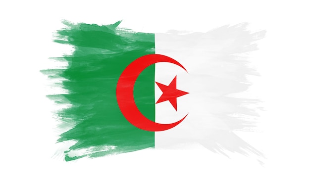 Algeria flag brush stroke, national flag on white background