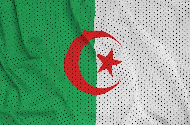 Algeria flag printed on a polyester nylon sportswear mesh fabric