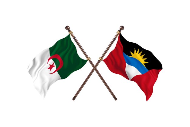 Algeria versus Antigua And Barbuda Two Flags