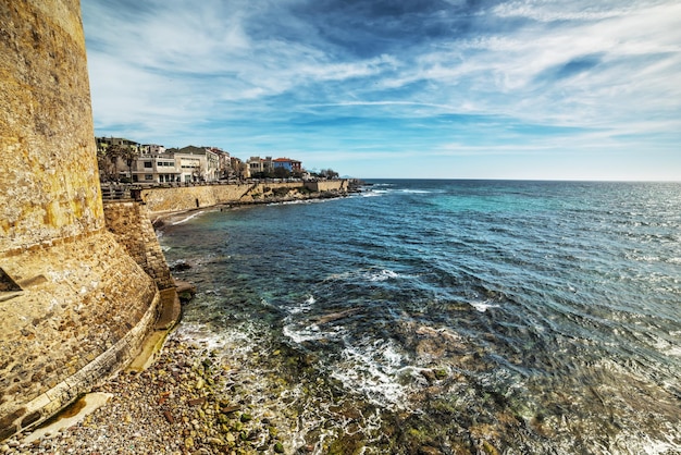 Alghero shoreline seen from the seafront Sardinia