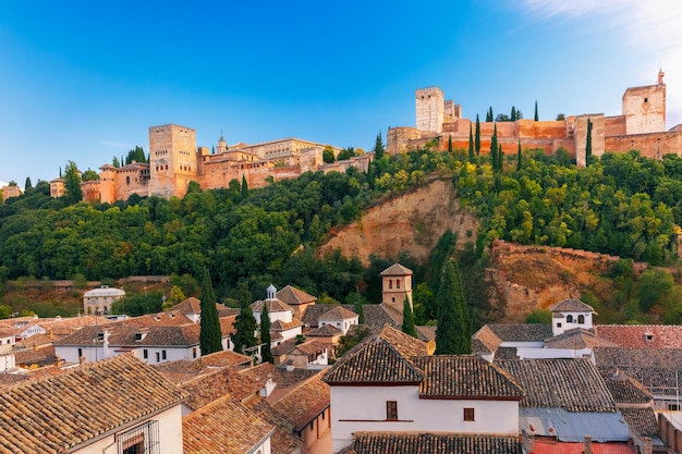 Alhambra at sunset in Granada Andalusia Spain