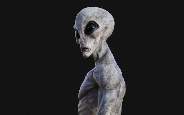 Alien on Black Background with Clipping Path.