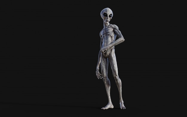 Alien on Black Background with Clipping Path.