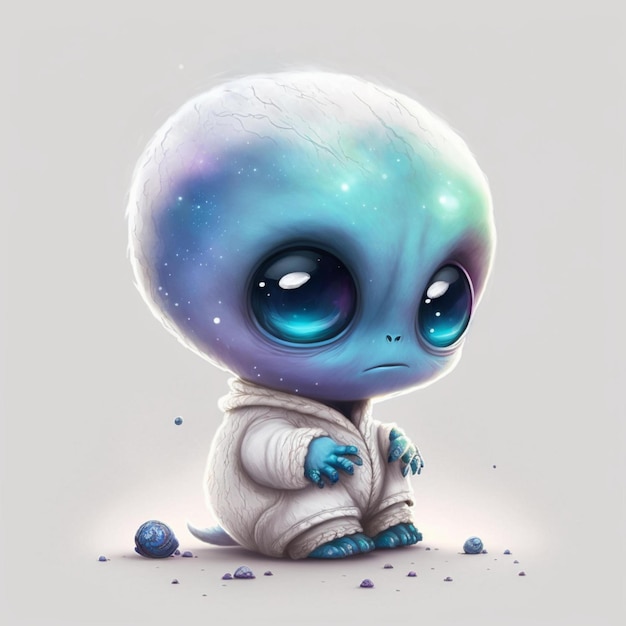 Alien Chibi Abstract Galaxy Watercolor Hyperrealistic