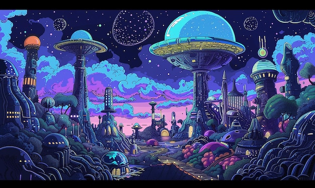 alien city in the art style