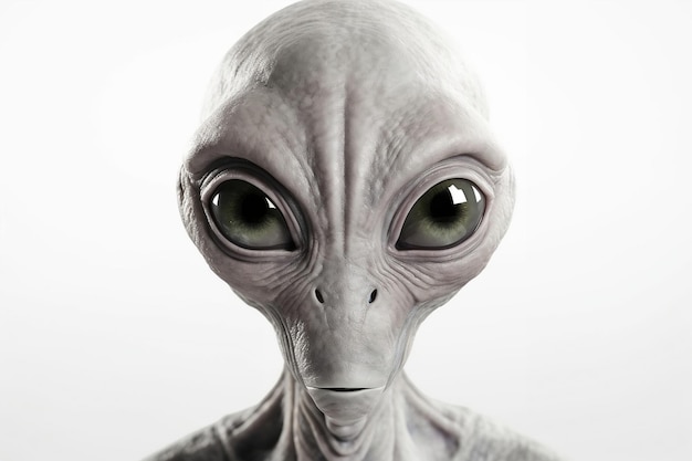 Alien Face Shot Isolated on a Transparent Background AI