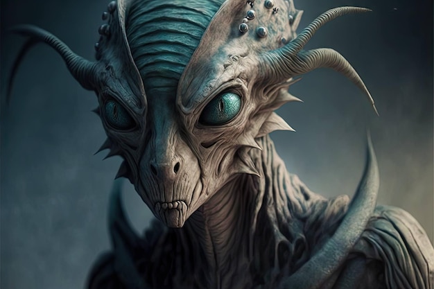 Alien fantasy style portrait created with generative ai