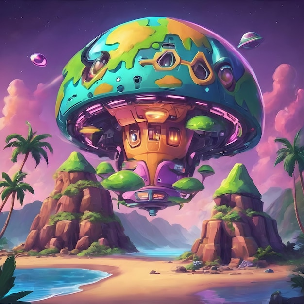 Alien Island Cartoon Background Very Cool