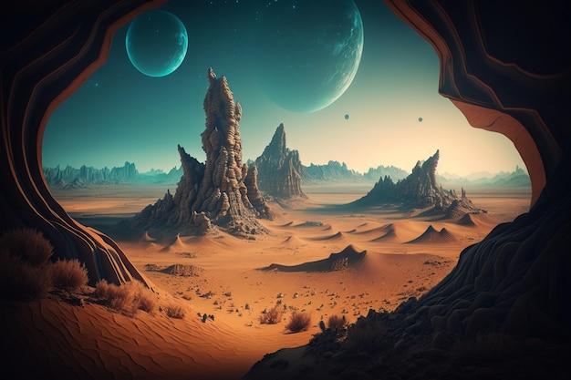 a alien planet landscape ai generated artwork