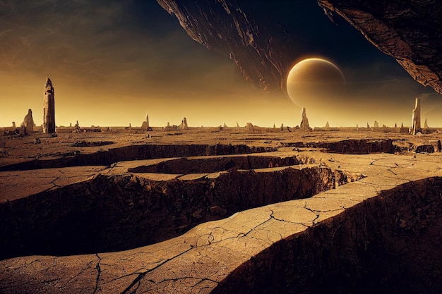 Alien planet landscape3d illustration