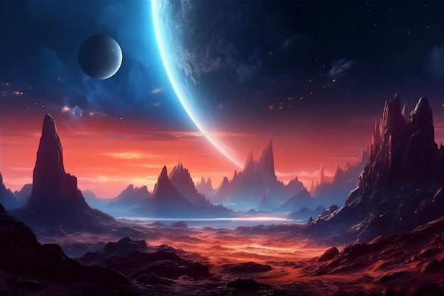 an alien planet landscape