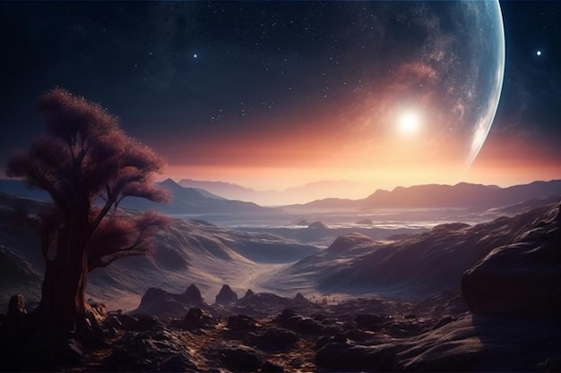 an alien planet landscape