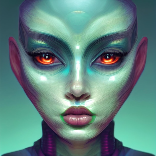 Alien portrait scary extraterrestrial creepy illustration