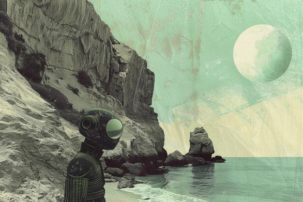 Alien surrealist collage composition