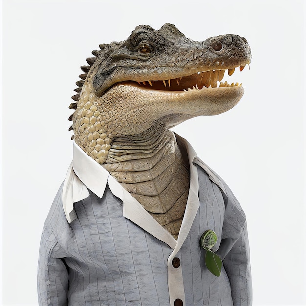 Aligator crocodile wearing clothes like a Boss NFT Art by Generative AI