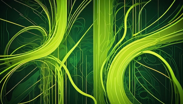 aLight Dark Forest Smooth Gradient Leaves Comic Blurry Foggy Abstract Waves Green Background Textur