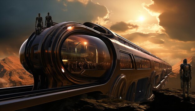 Photo all aboard for the transneptunian express from the open stargate hyperrealistic