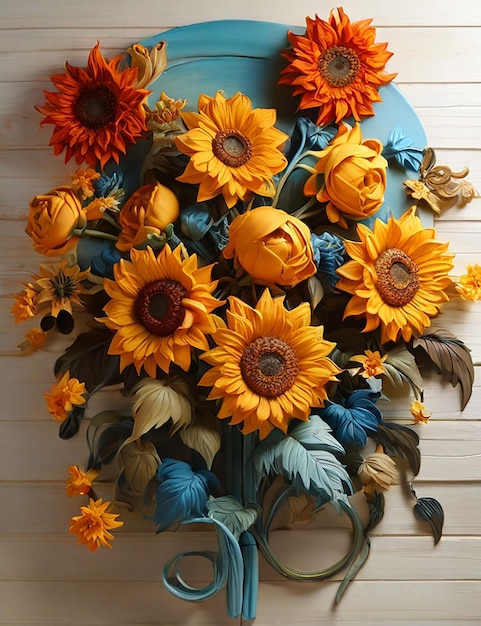 All around are the summer sun blooming sunflowers