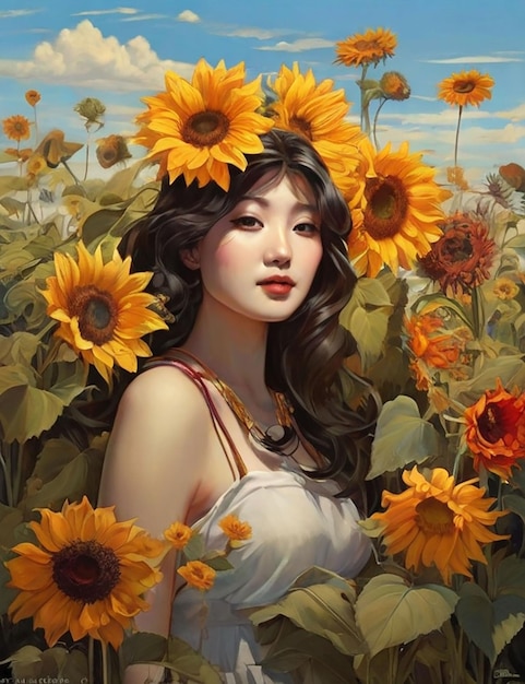 All around are the summer sun blooming sunflowers