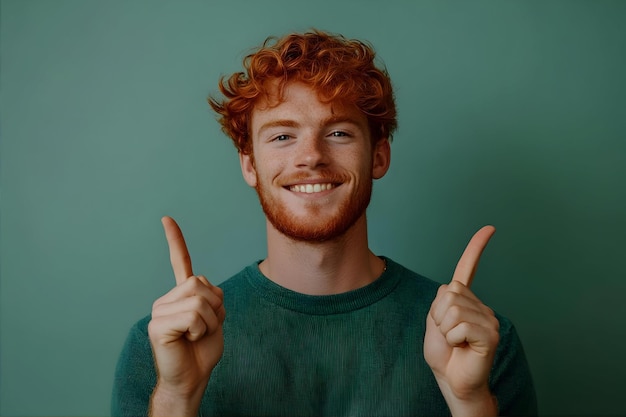 Photo all good smiling redhead man with honest sincere face guarantee quality showing ok okay sign as all