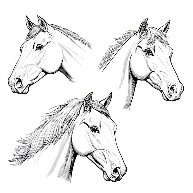 All the horses in the image are black and white and they39re standing in different positions Some appear to be standing close together while others appear to be standing apart