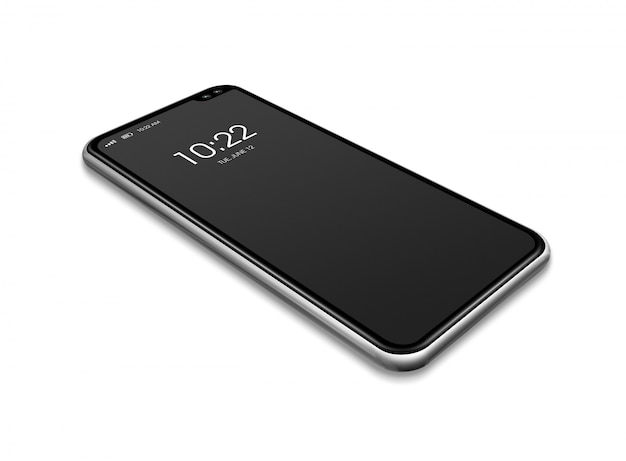 All-screen black smartphone mockup isolated on white. 3D render