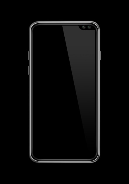 All-screen blank smartphone mockup isolated on black.