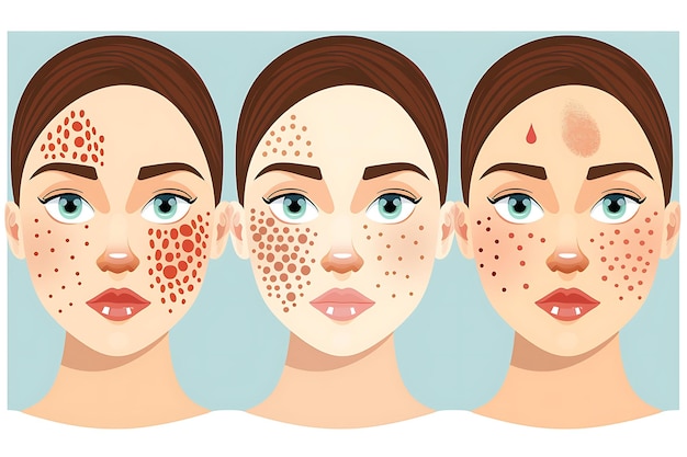 All Type of acne icon from facial skin of woman Illustration about dermatology diagram