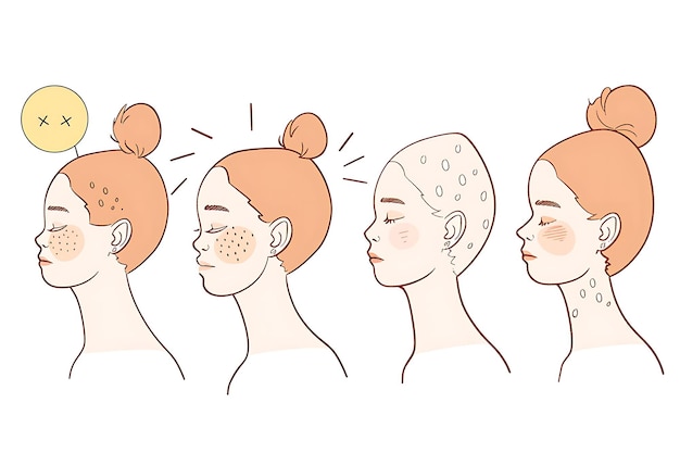 All Type of acne icon from facial skin of woman Illustration about dermatology diagram